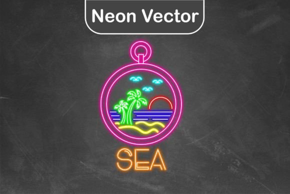 Download Neon Logo Vector - Compass Sea - Premium Resources