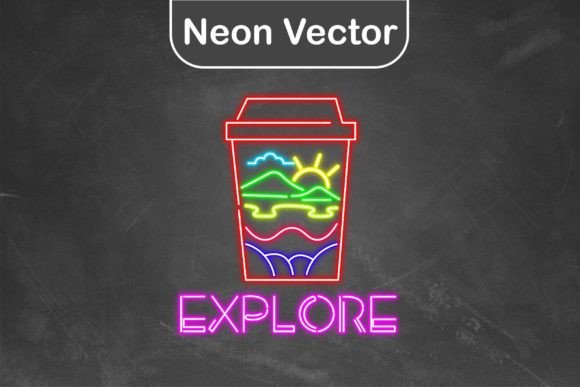 Download Neon Logo Vector - Cup Explore - Premium Resources