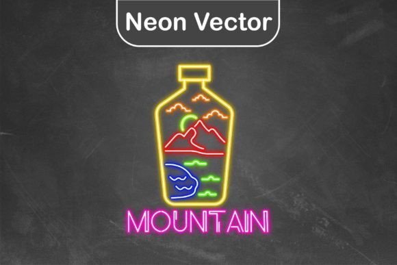 Download Neon Logo Vector - Bottle Mountain - Premium Bundle